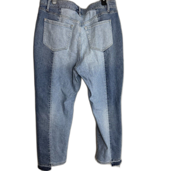 Lane Bryant High Rise Straight Crop Jeans Size 16 Patchwork Half Raw Hem - Picture 6 of 11
